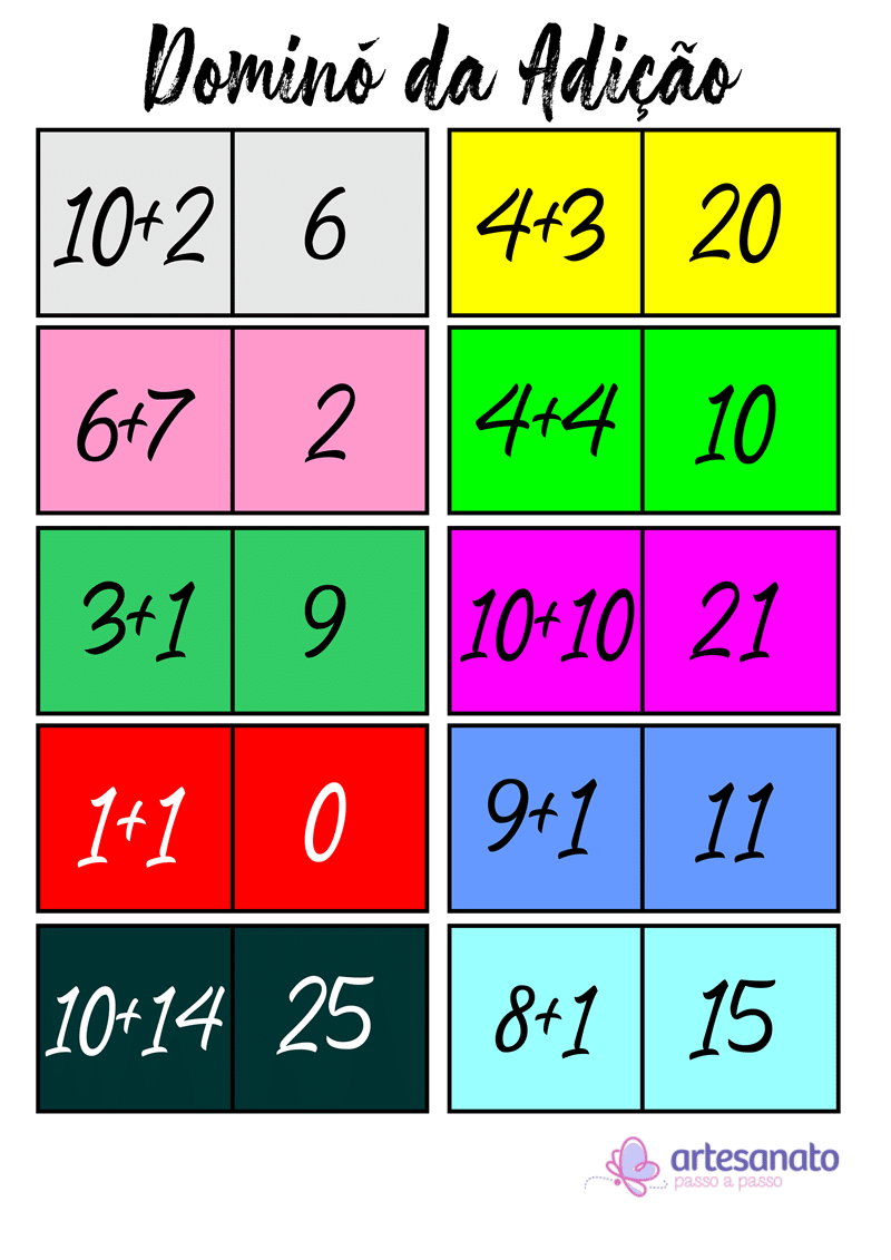 7 Peças de Dominó para Imprimir e Colorir