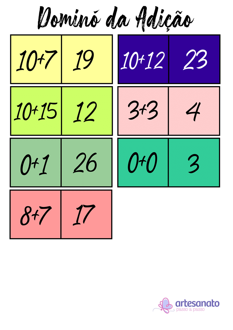 7 Peças de Dominó para Imprimir e Colorir