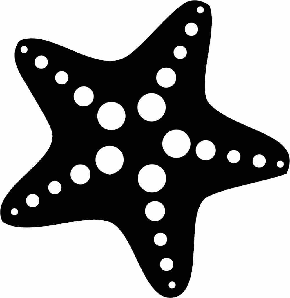 molde de estrela do mar preto e branco