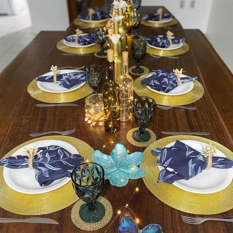 decoração de mesa posta de réveillon 