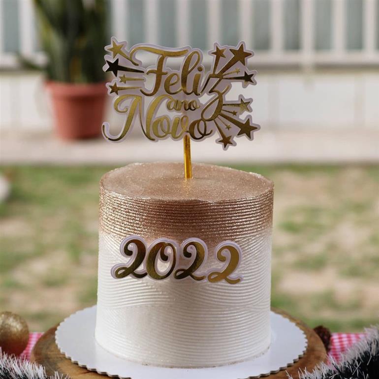 decoração de bolo de reveillon