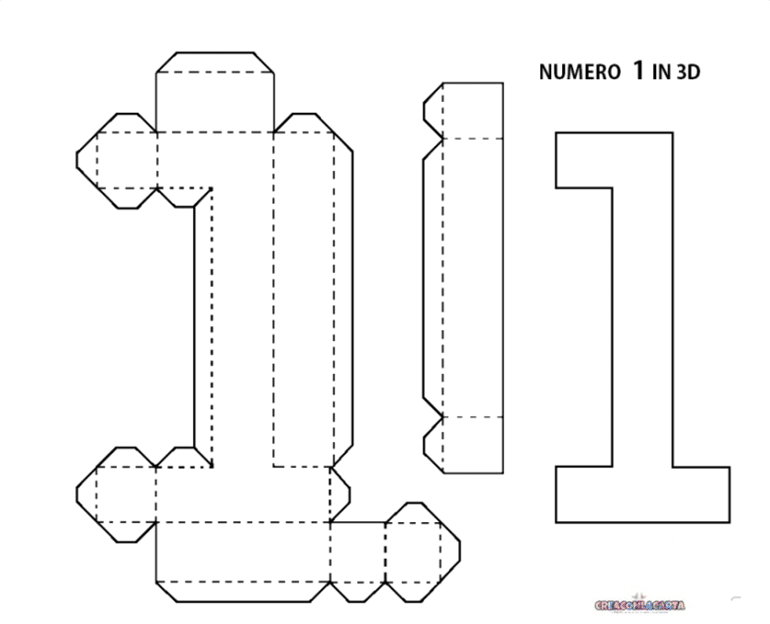 número 1 em 3D 