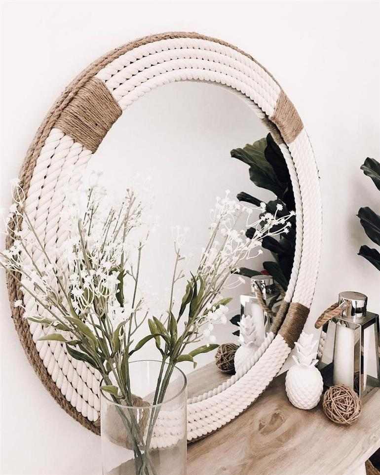 decoração de espelhos baratos moldura de corda