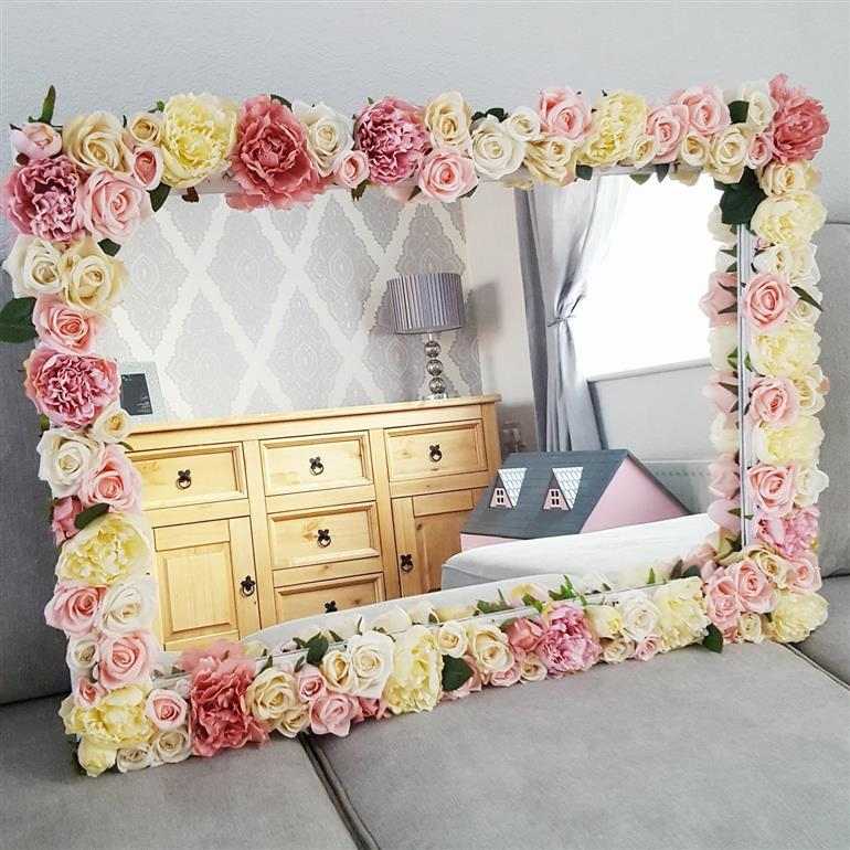 decoração de espelhos baratos com flores
