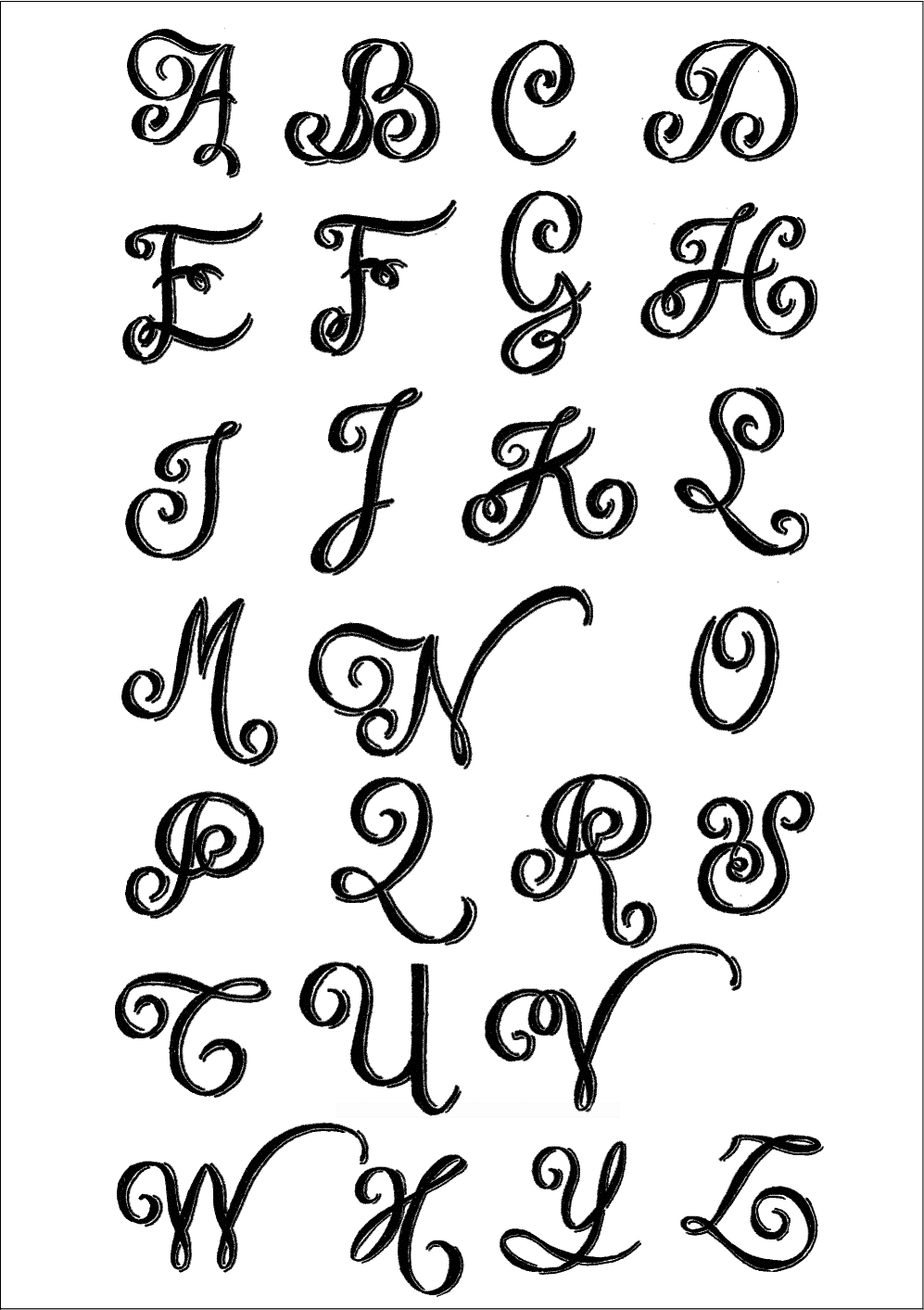 alfabeto lettering cursivo