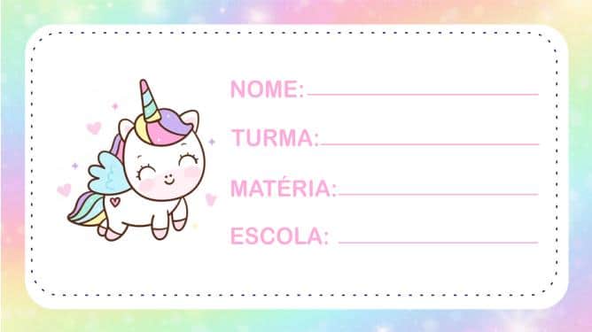 etiquetas escolares para imprimir unicornio