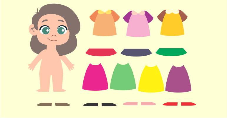 Colorir é Divertido !: Boneca de Papel com roupas para Recortar