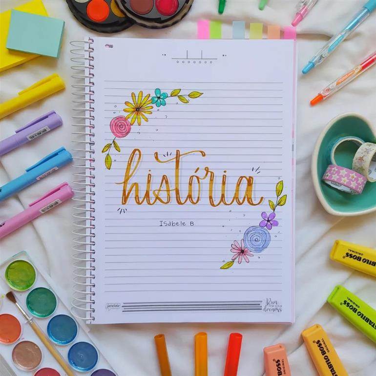 decoração de caderno de história