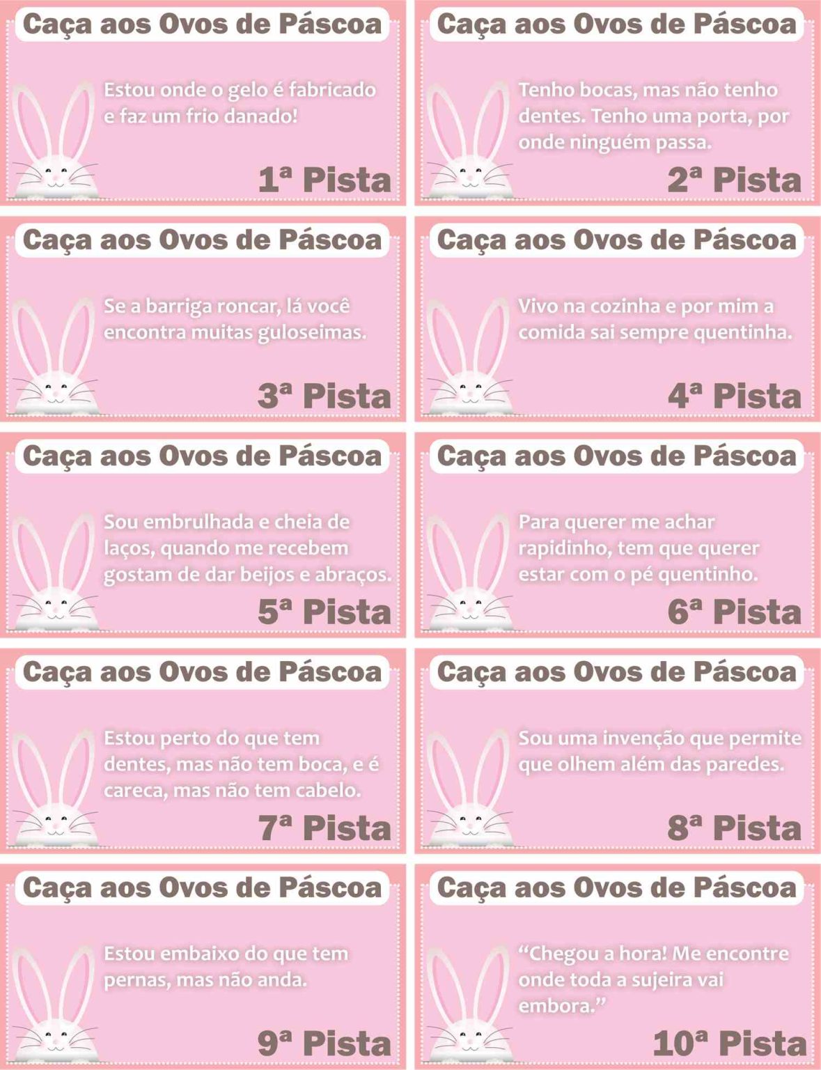 Charadas para caça ao ovo de Páscoa: modelo para imprimir em PDF ...