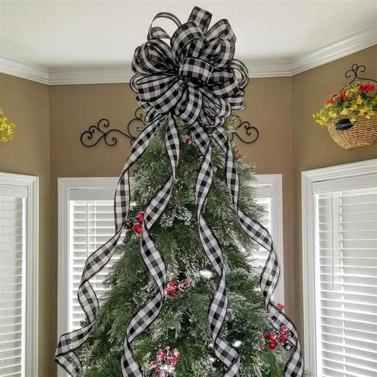 Laço de Natal com fita para árvore 