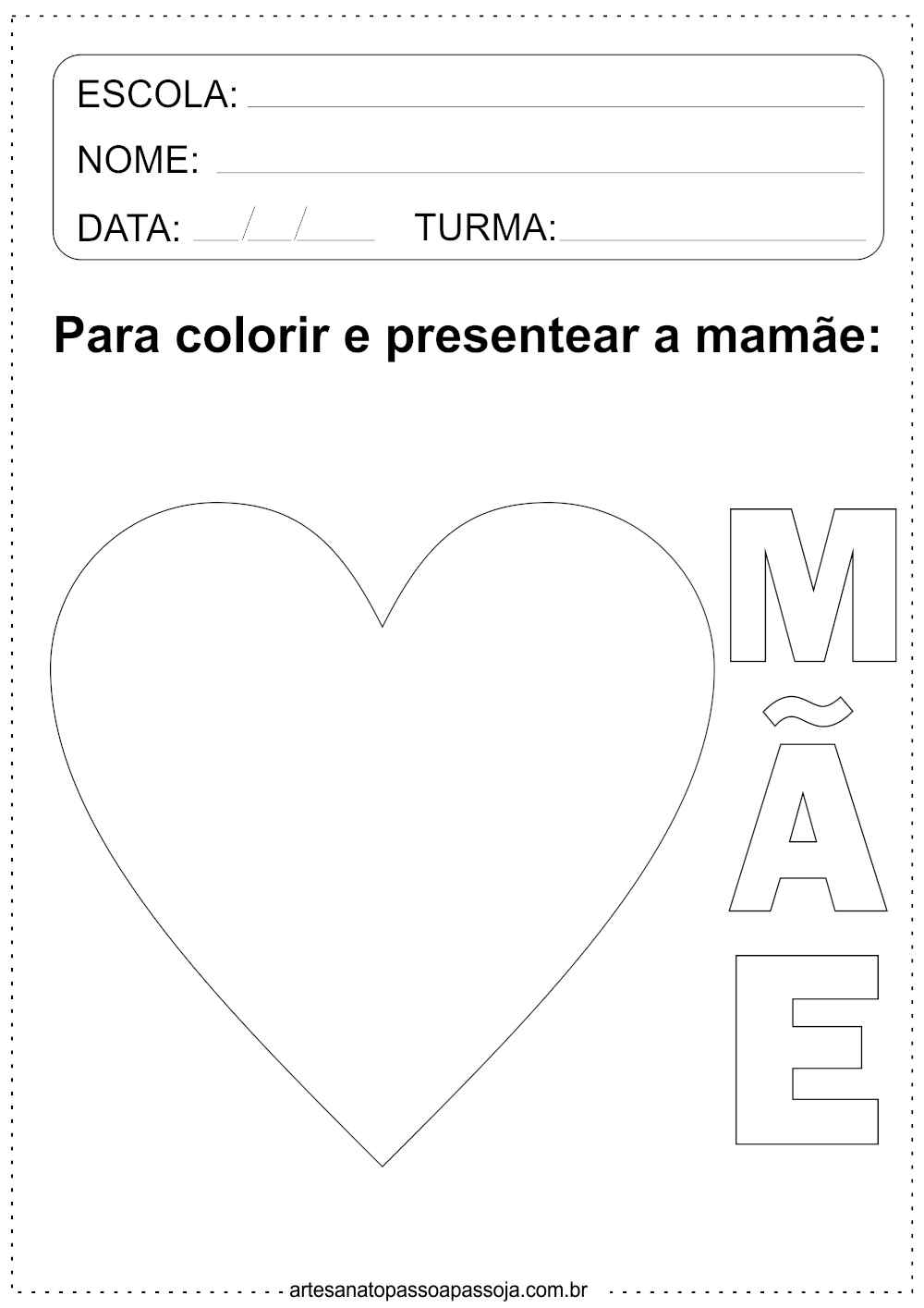 Desenho de Dia das Mães para colorir