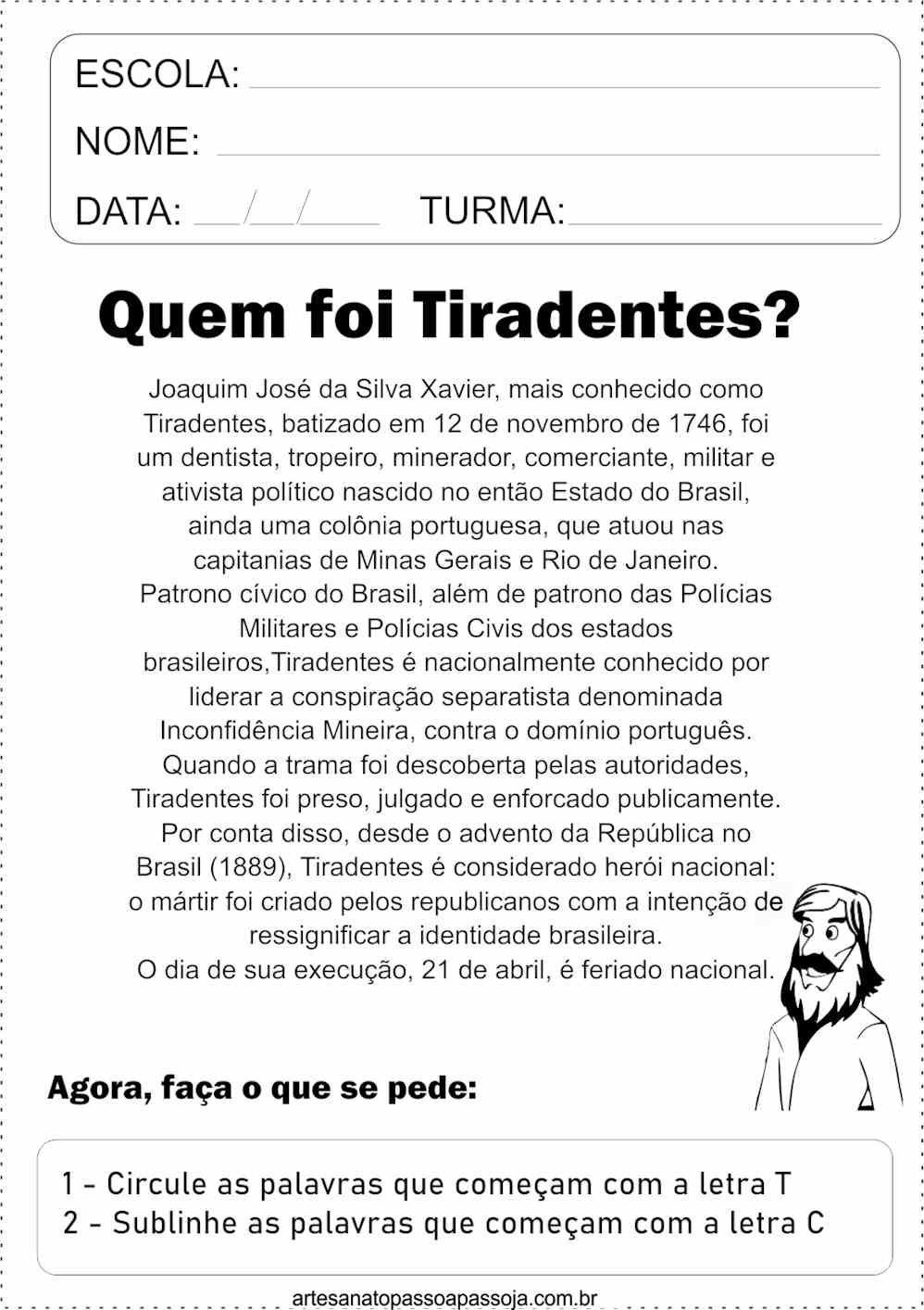 texto sobre tiradentes educação infantil