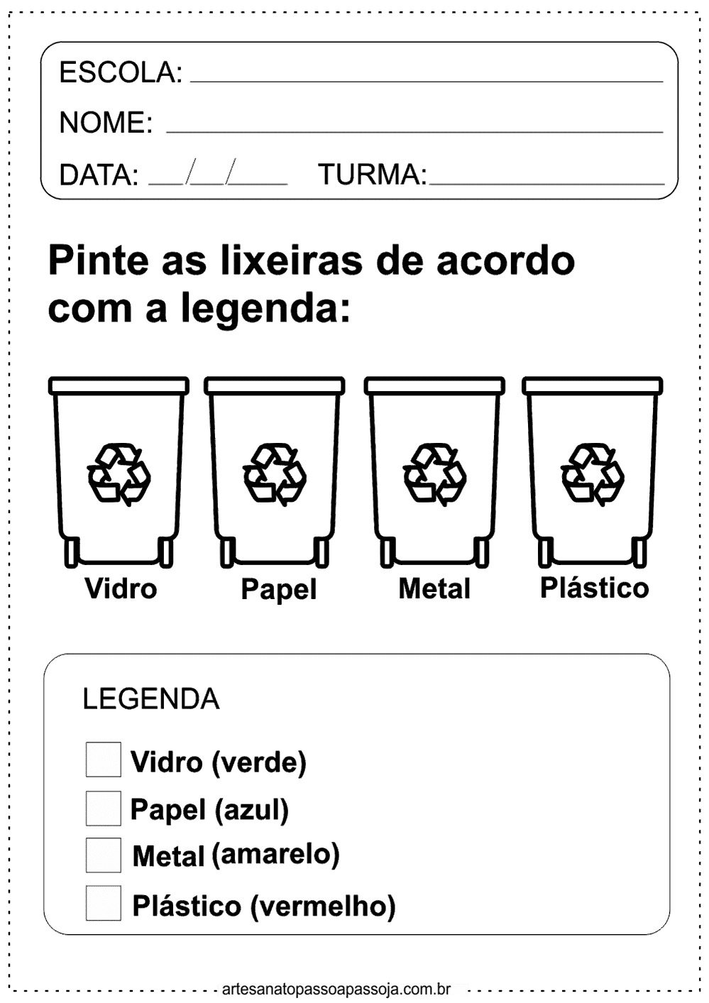 atividades sobre reciclagem de lixo