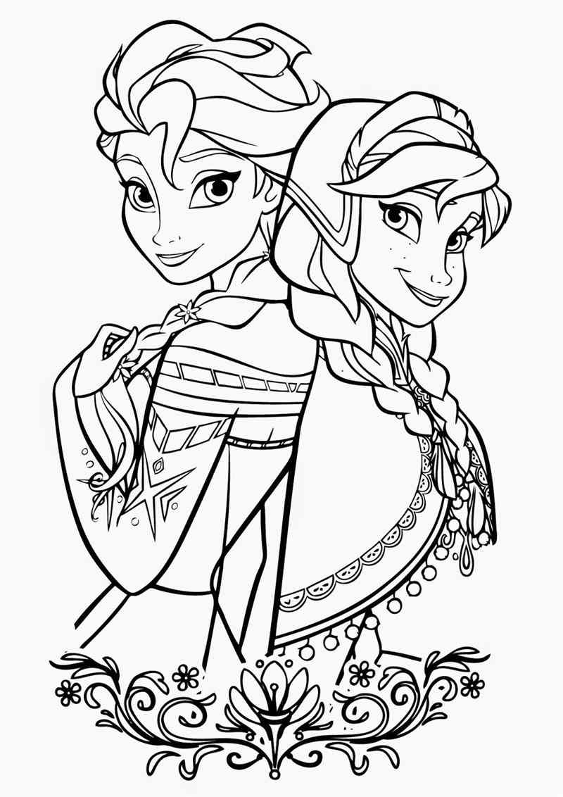 Elsa e Anna para colorir