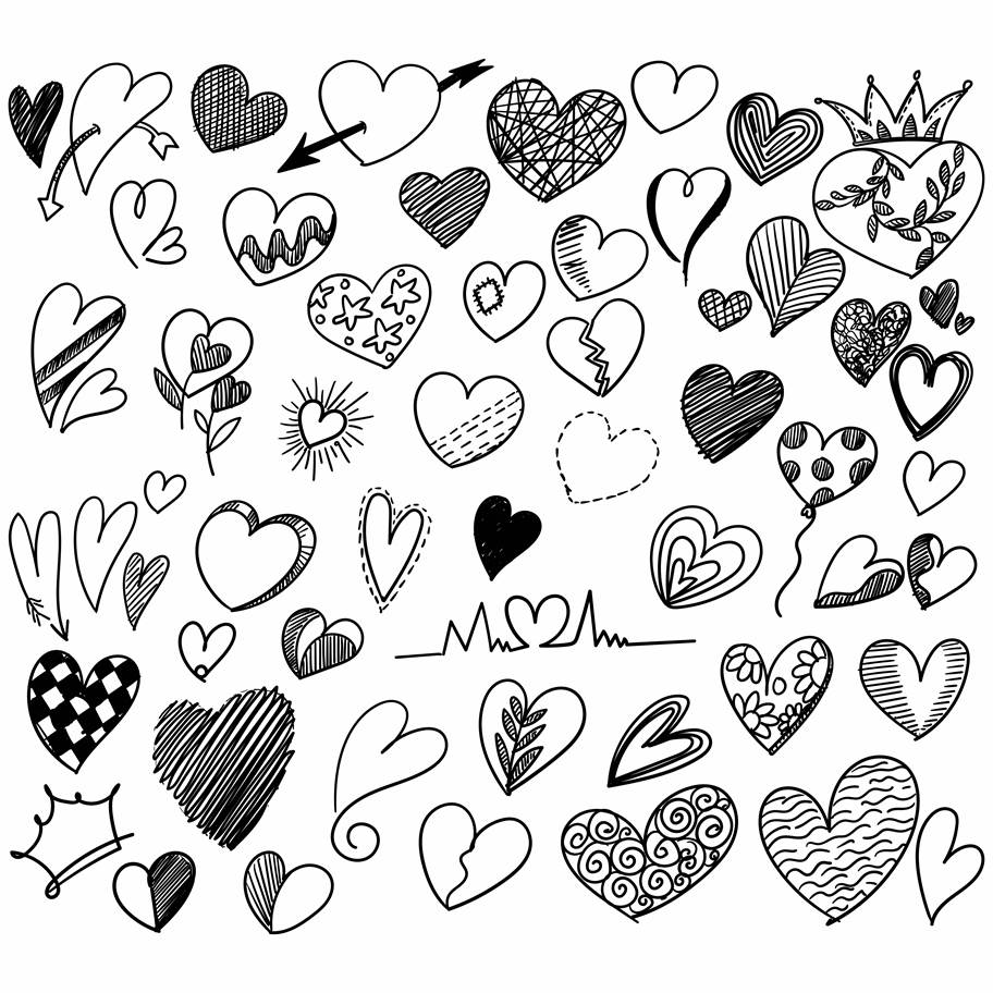 Desenhos corações variados