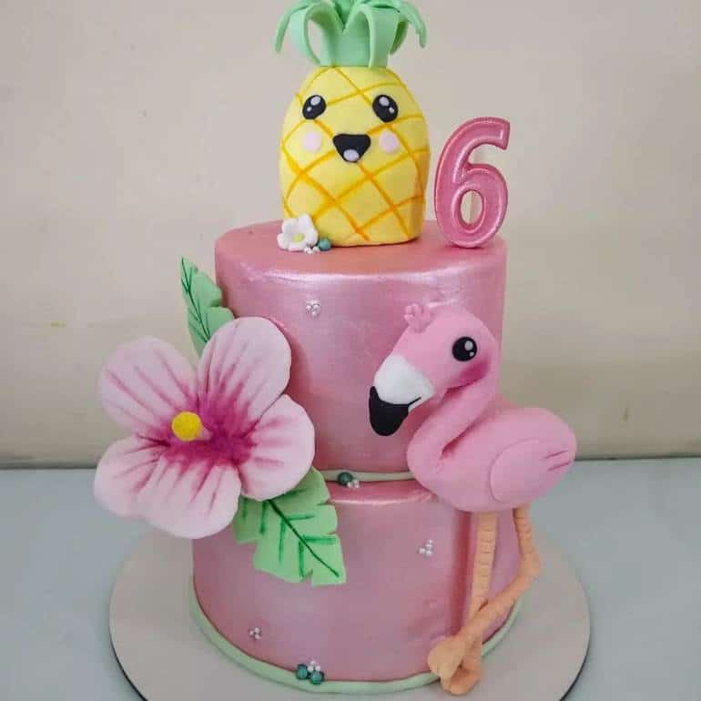 Bolo de flamingo rosa