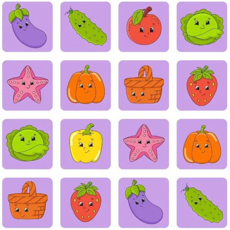 Verduras e legumes  Jogo da memoria frutas, Frutas para colorir