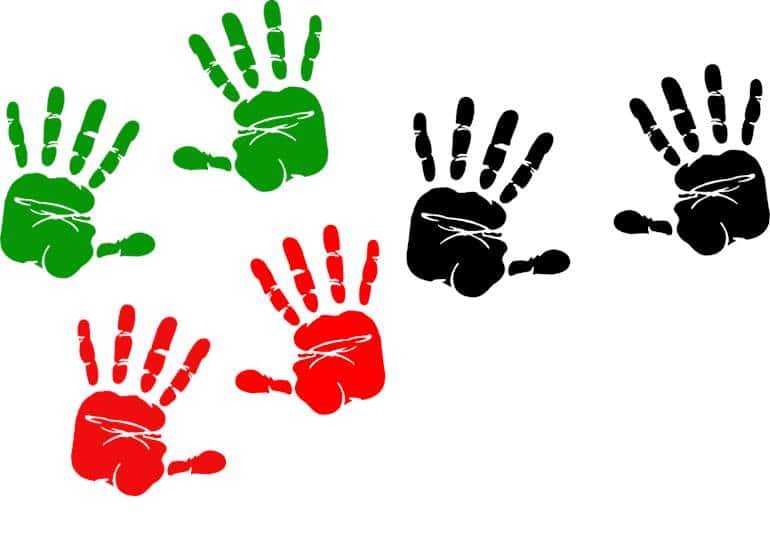 Impressão de mãos atividade em família