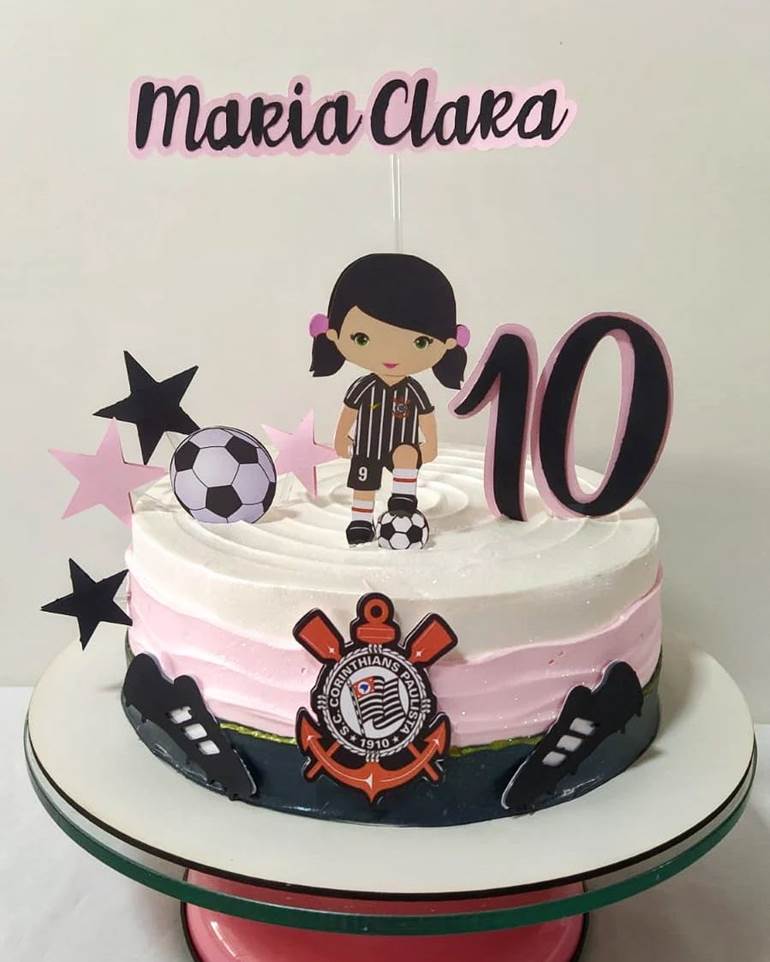 Topo de bolo time Corinthians feminino - Marlen personalizados