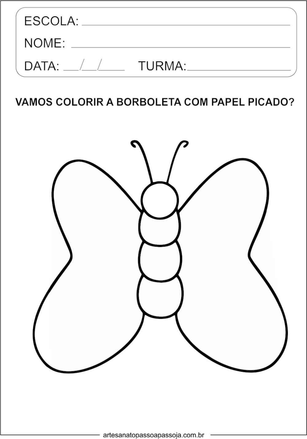 Atividade com borboleta para educação infantil