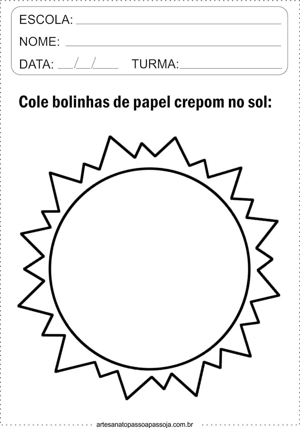 Atividade de sol com papel crepom