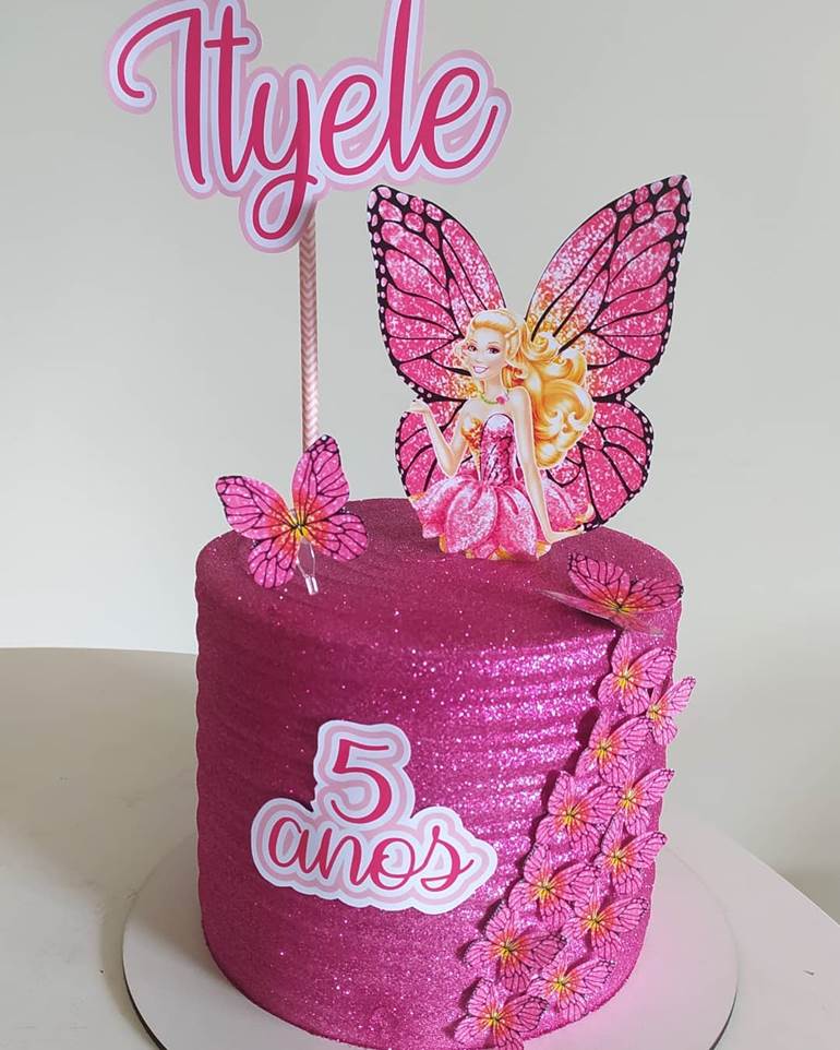 Bolo de borboleta com glitter