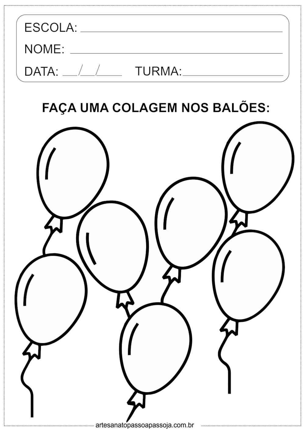 Atividade de colagem para imprimir