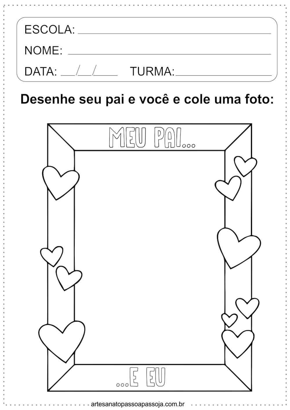 atividade colorir porta retrato de dia dos pais