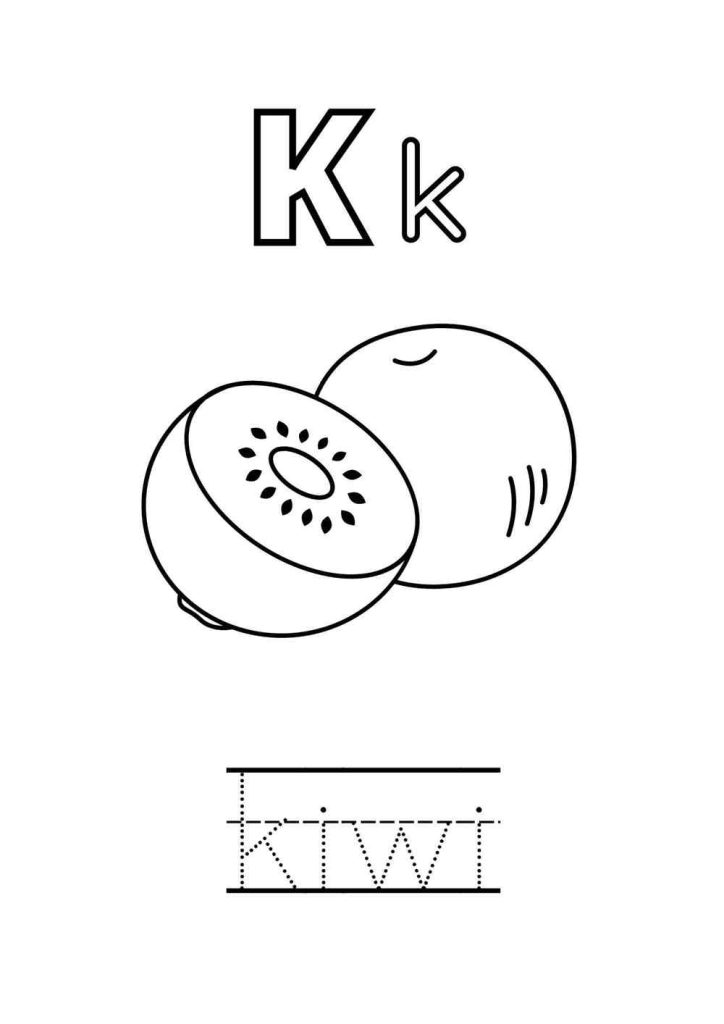 LETRA K com desenho de kiwi