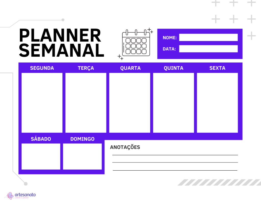 modelo de planner semanal para baixar e imprimir