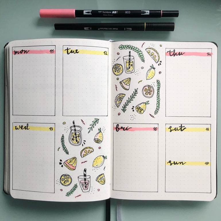 Planner semanal calendário