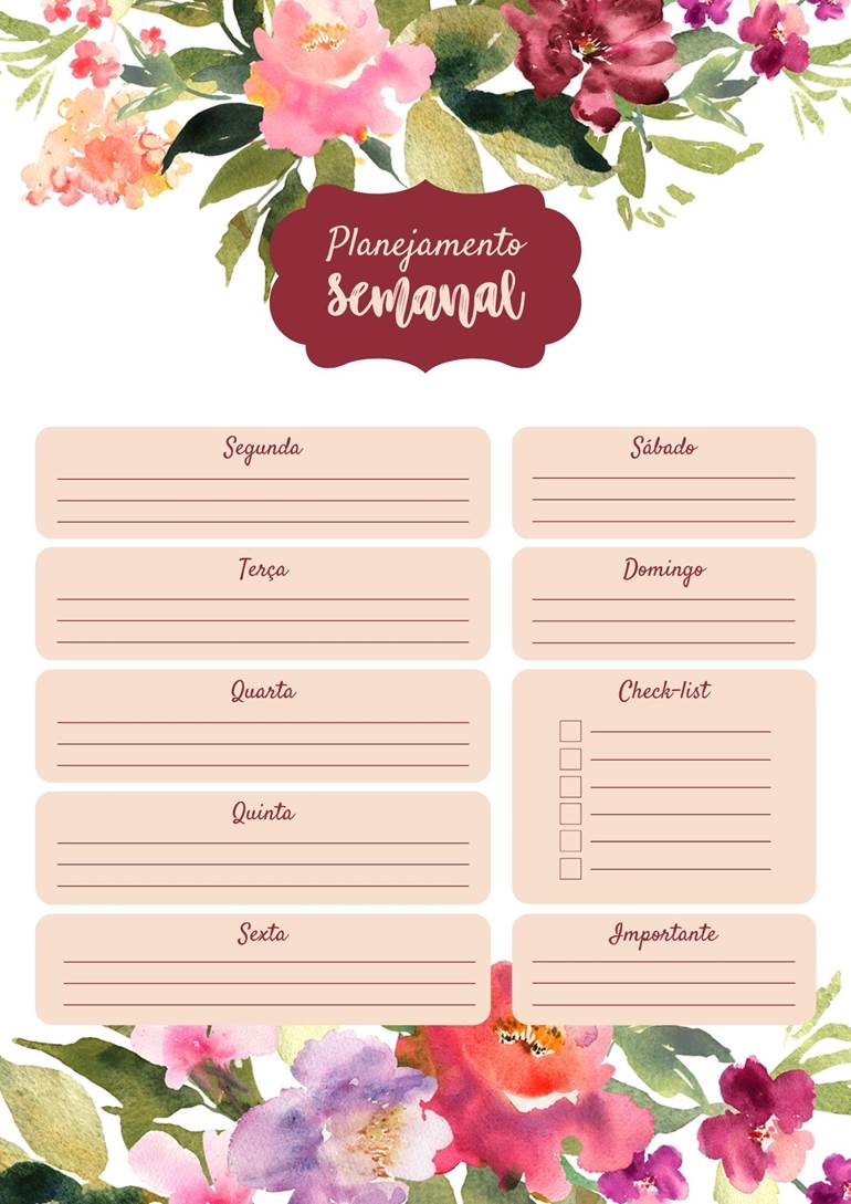 Planner semanal grátis