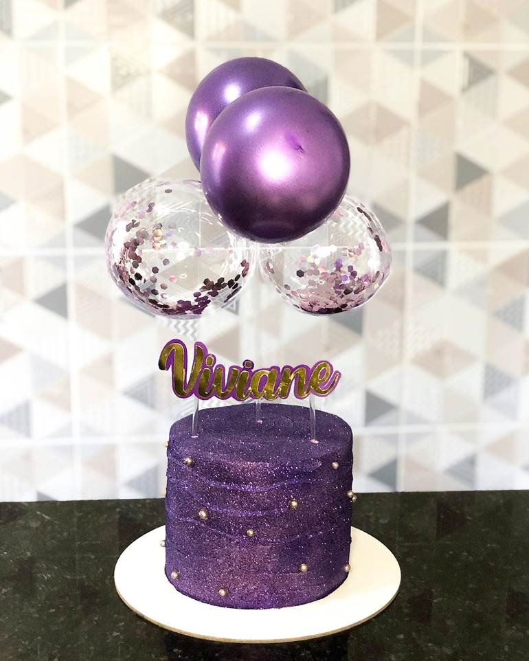 Dill-Dall Topo de bolo de aniversário de 31 anos com glitter roxo