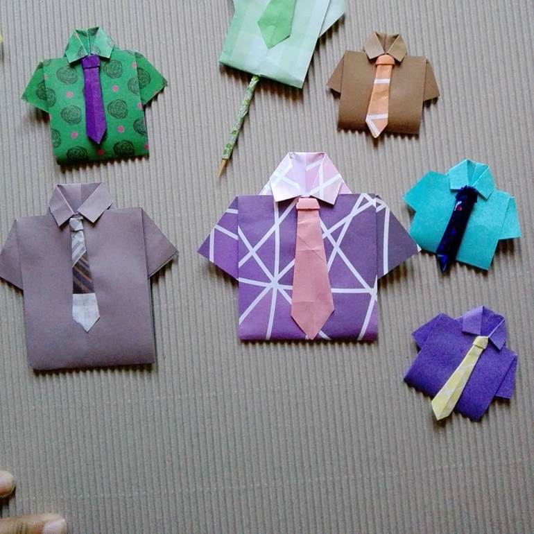 Lembrancinha para dia dos pais de camisa origami