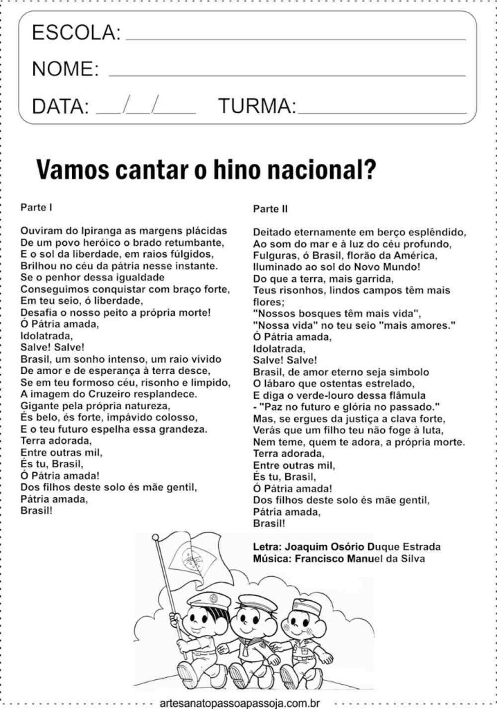 atividade do hino nacional