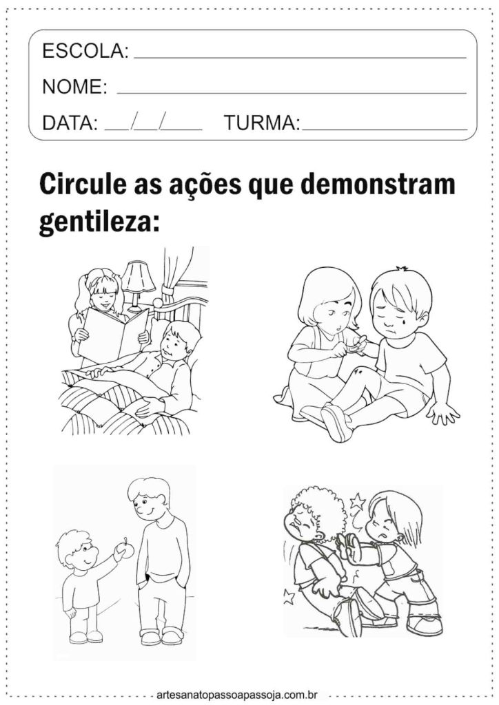 atitudes de gentileza para educação infantil