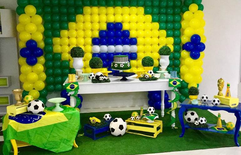 Festa da copa do mundo com painel de balão