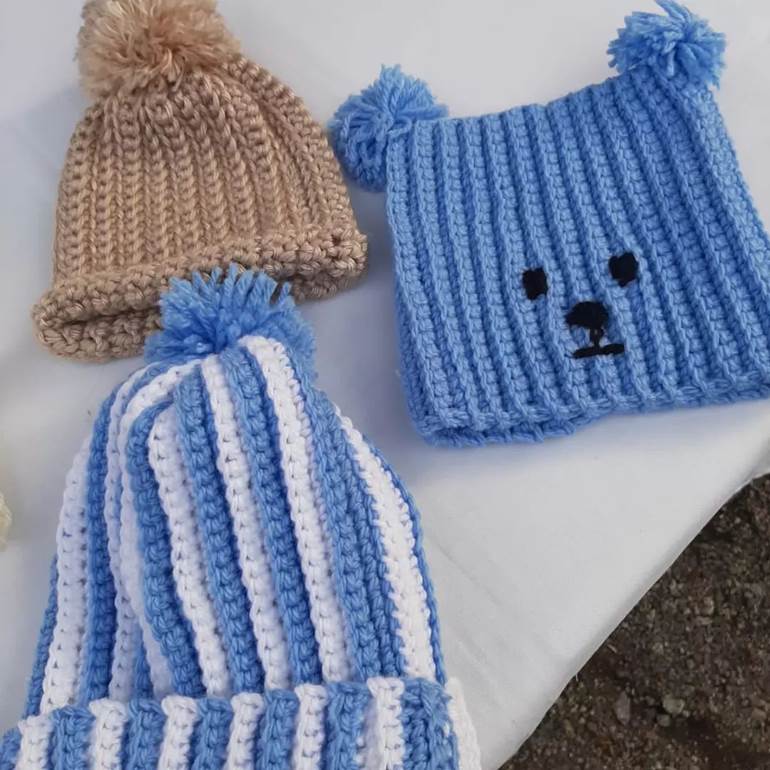 Kit família de gorro com urso