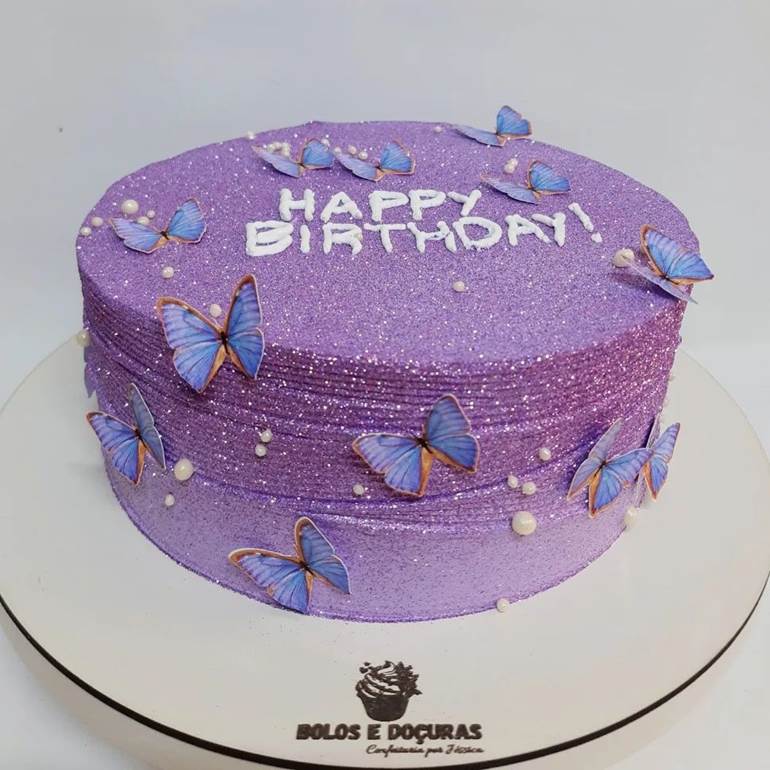 40 Ideias de bolo roxo com glitter super tendência - Artesanato Passo a  Passo!