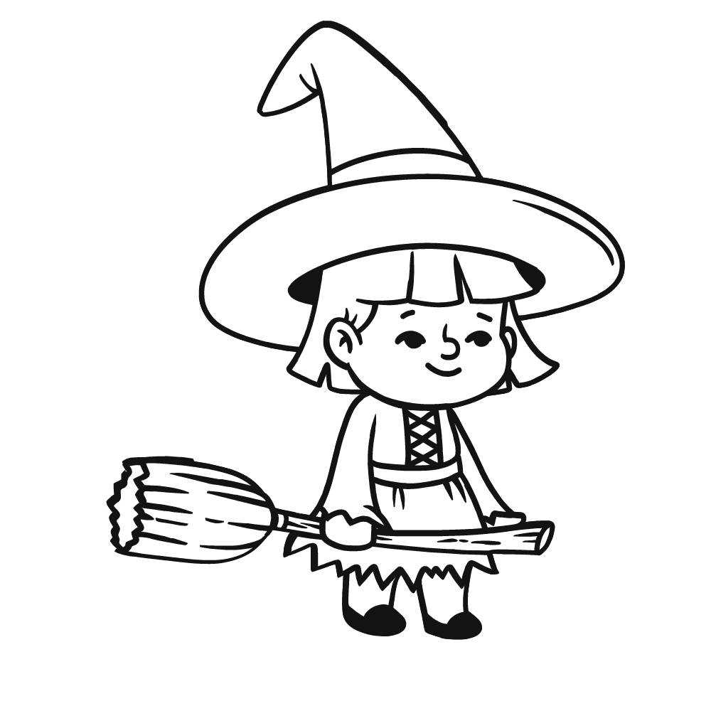 Bruxa criança para colorir