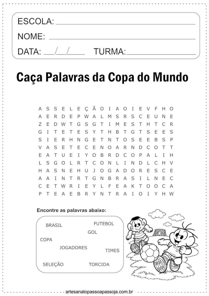 Atividades sobre a Copa do Mundo para Educação Infantil