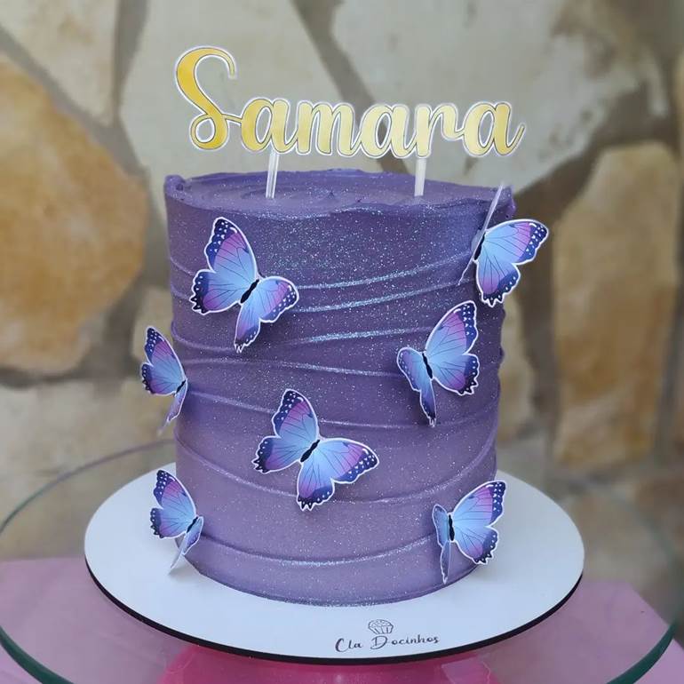 40 Ideias de bolo roxo com glitter super tendência - Artesanato Passo a  Passo!