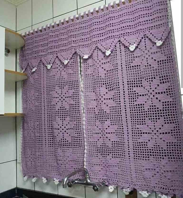 Cortina de crochê para cozinha: 48 ideias maravilhosas e um passo a ...