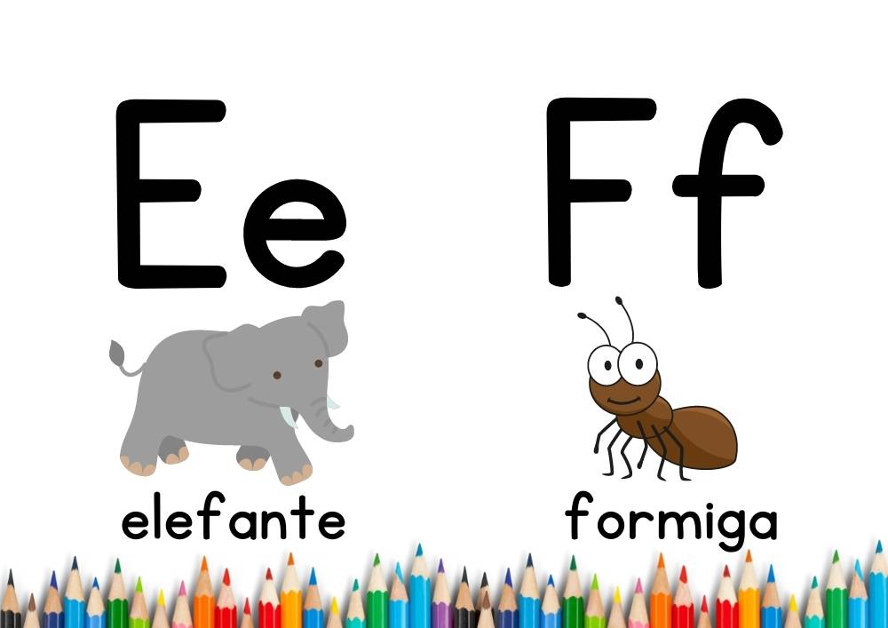 Letra e e f coloridas