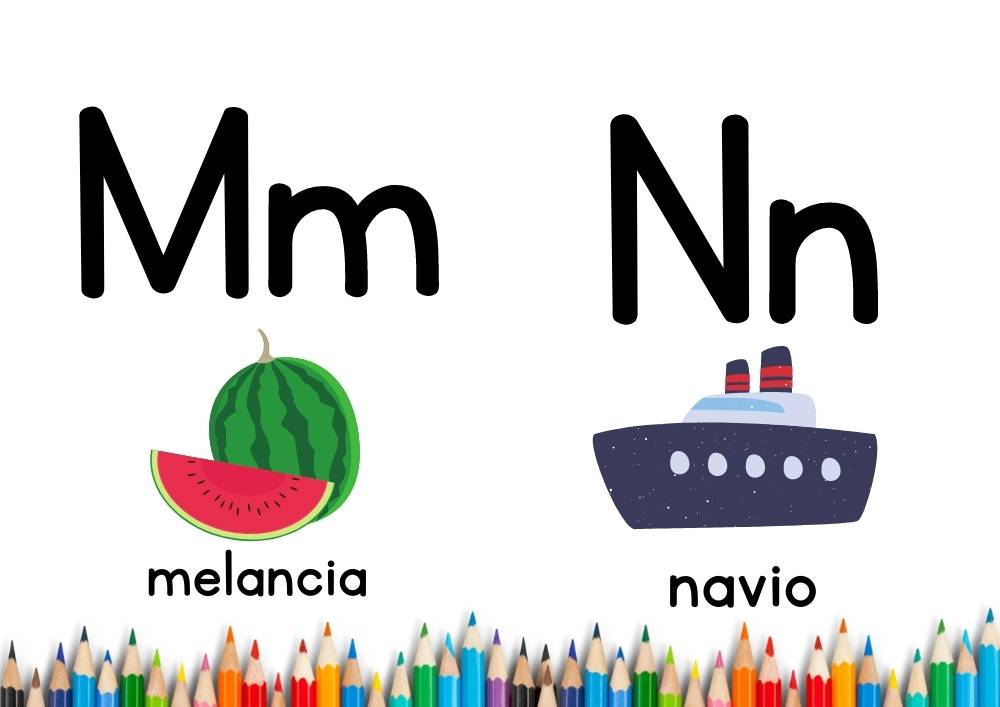 Letra m e n coloridas