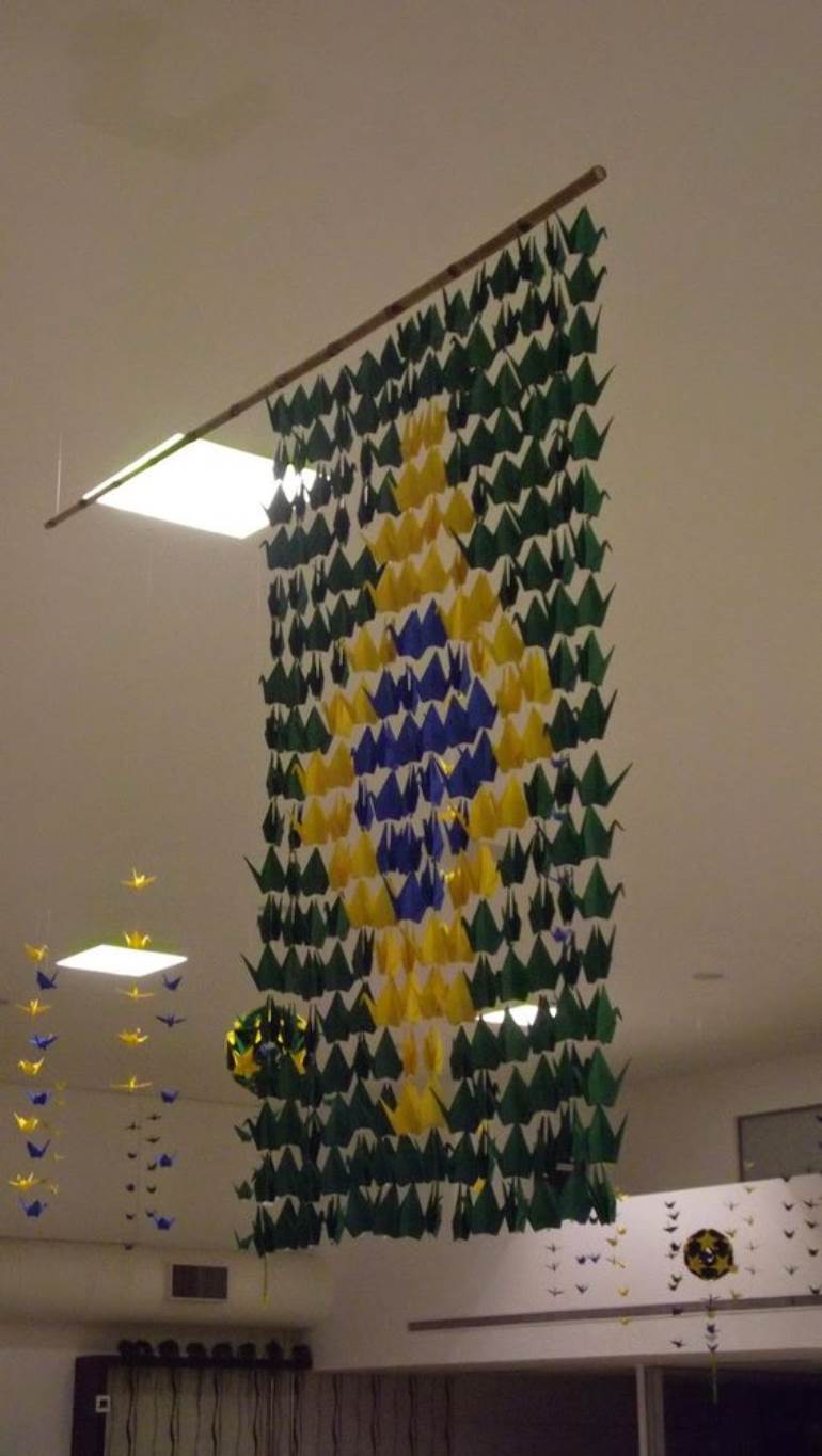 Bandeira de origamis da Copa do Mundo