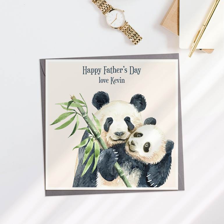 Cartão de dia dos pais com pandas