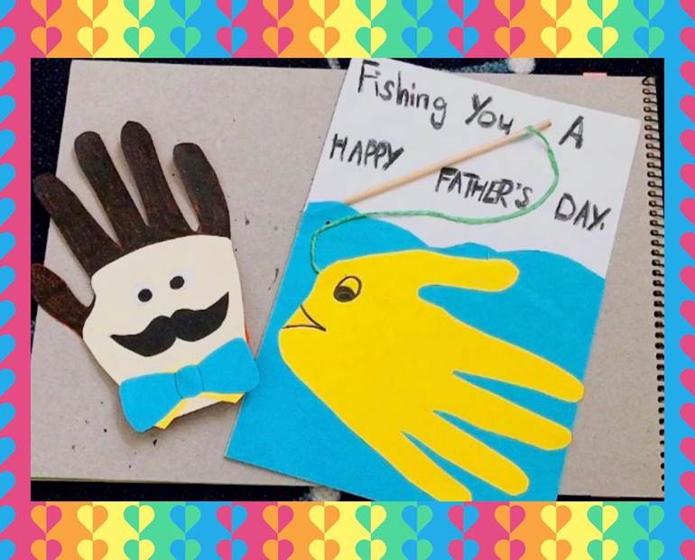 Cartão de dia dos pais de mãos 