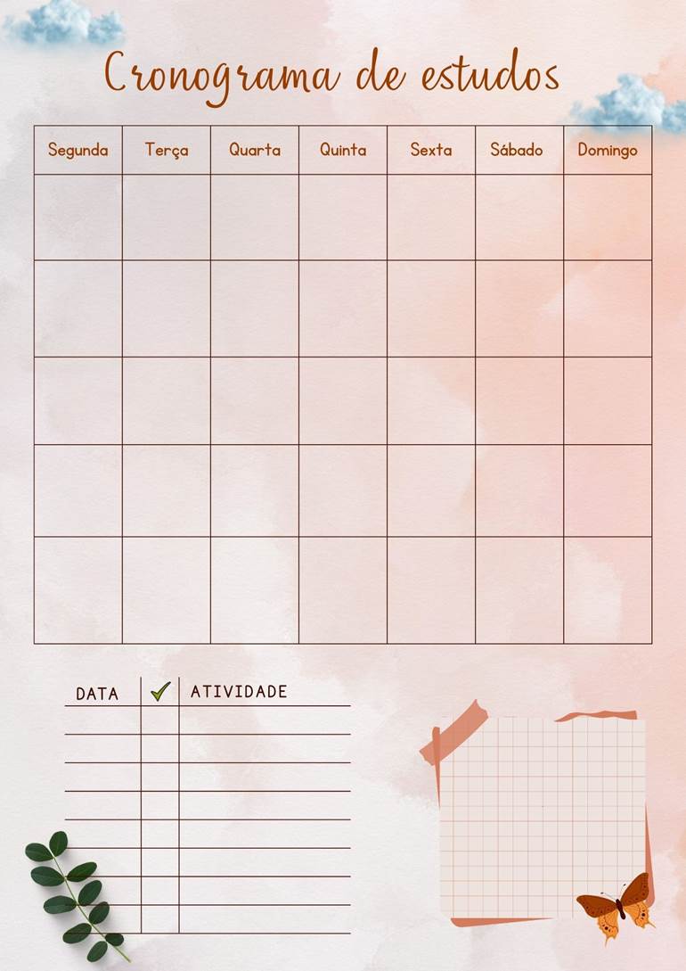 Planner mensal para imprimir minimalista
