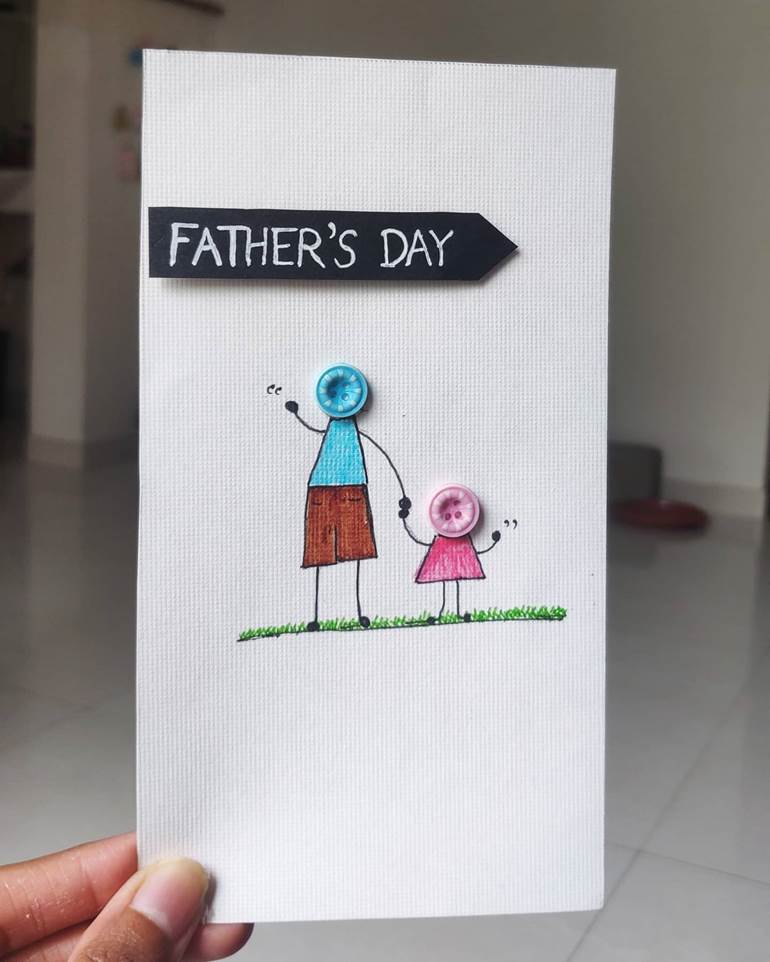 Cartão de dia dos pais com desenho feito por criança